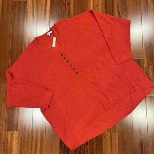 New NWT Madewell‎ Wool Alpaca Blend Sweater Red Long Sleeve V-Neck Plus Size 2X